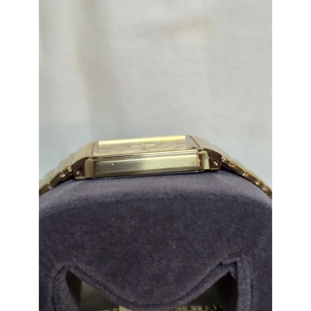 Vintage Seiko Quartz Tank Gold Tone Date Rectangular Dress Watch 5Y32 Works